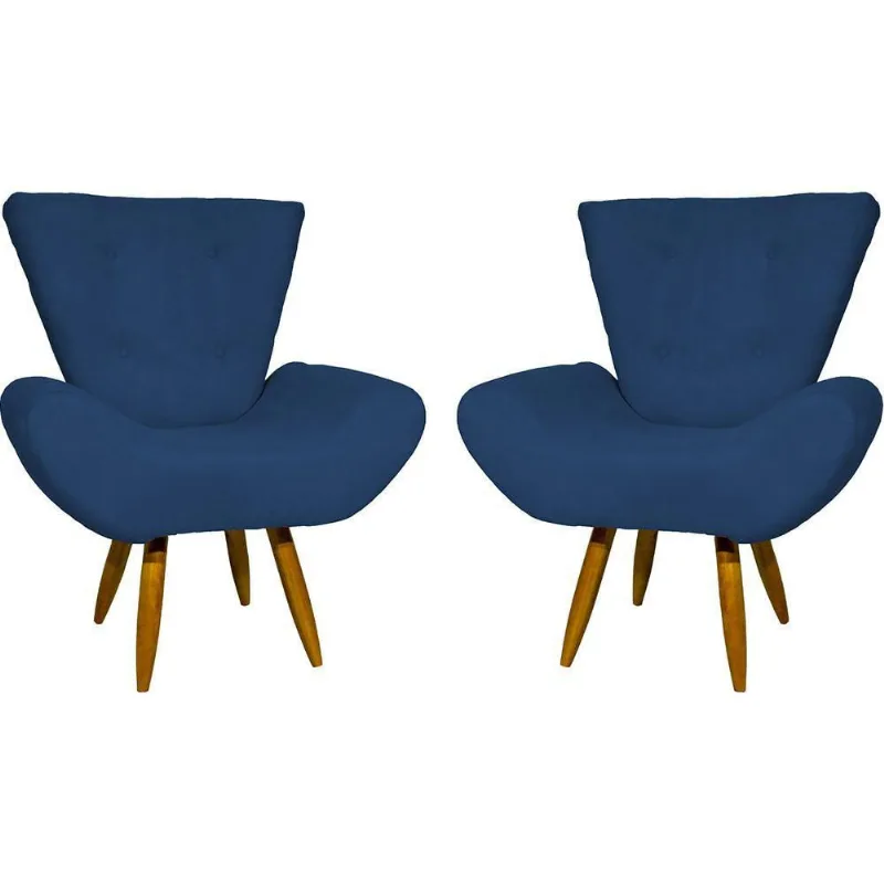 Kit 2 Poltronas Decorativa Para Sala Recepção Manicure Consultório Escritório Emilia Suede