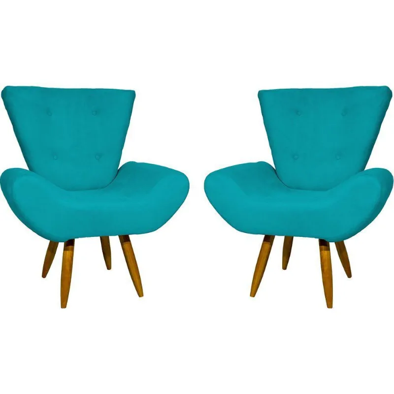 Kit 2 Poltronas Decorativa Para Sala Recepção Manicure Consultório Escritório Emilia Suede
