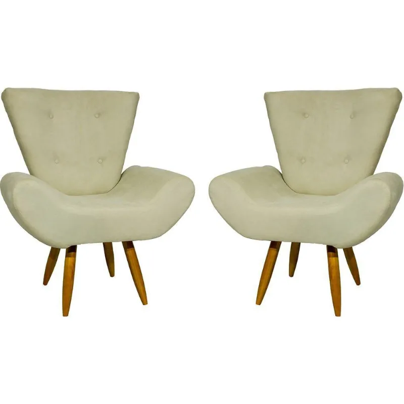 Kit 2 Poltronas Decorativa Para Sala Recepção Manicure Consultório Escritório Emilia Suede