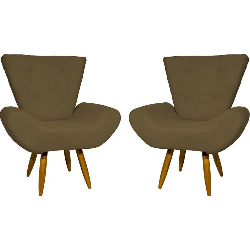 Kit 2 Poltronas Decorativa Para Sala Recepção Manicure Consultório Escritório Emilia Suede