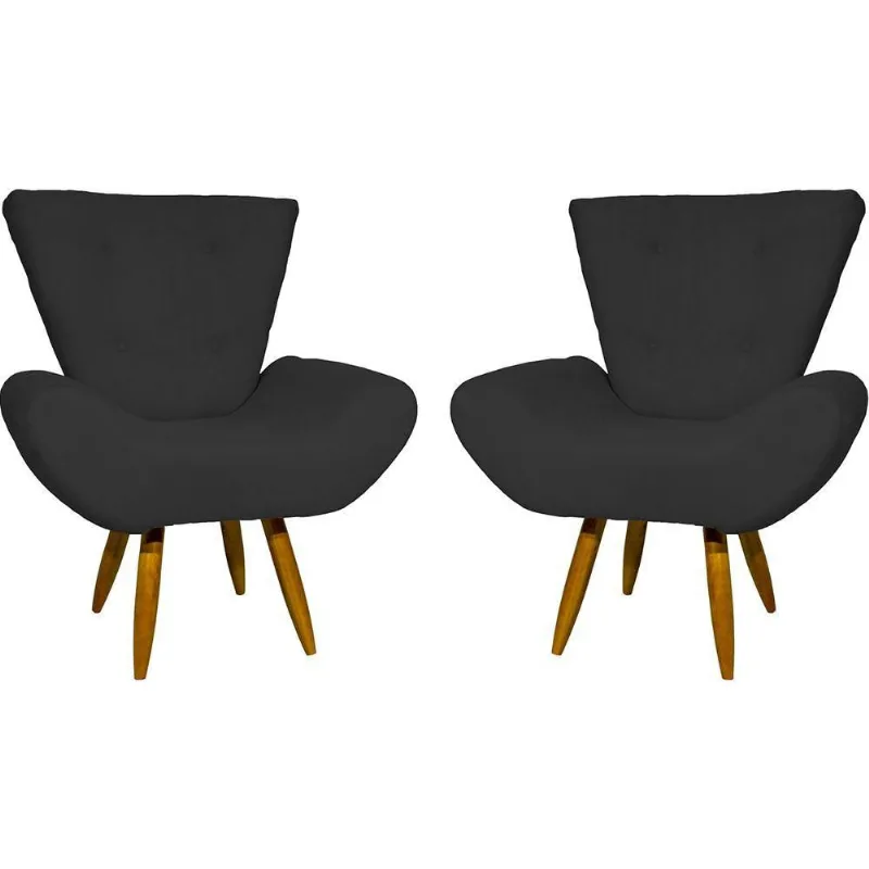 Kit 2 Poltronas Decorativa Para Sala Recepção Manicure Consultório Escritório Emilia Suede