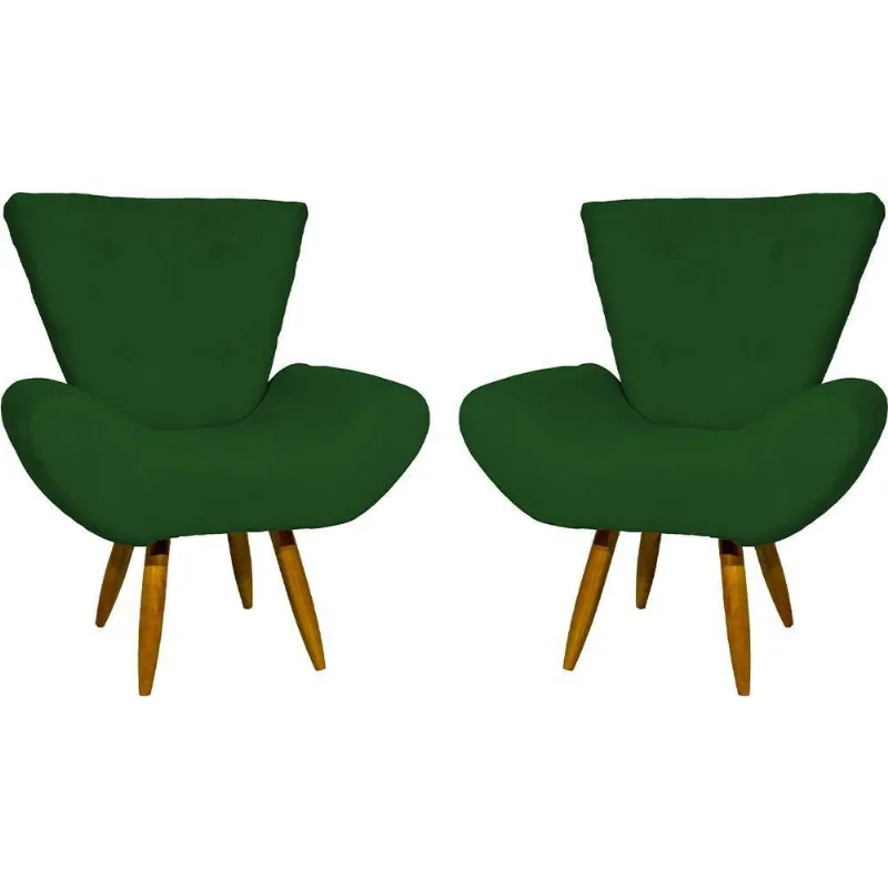 Kit 2 Poltronas Decorativa Para Sala Recepção Manicure Consultório Escritório Emilia Suede