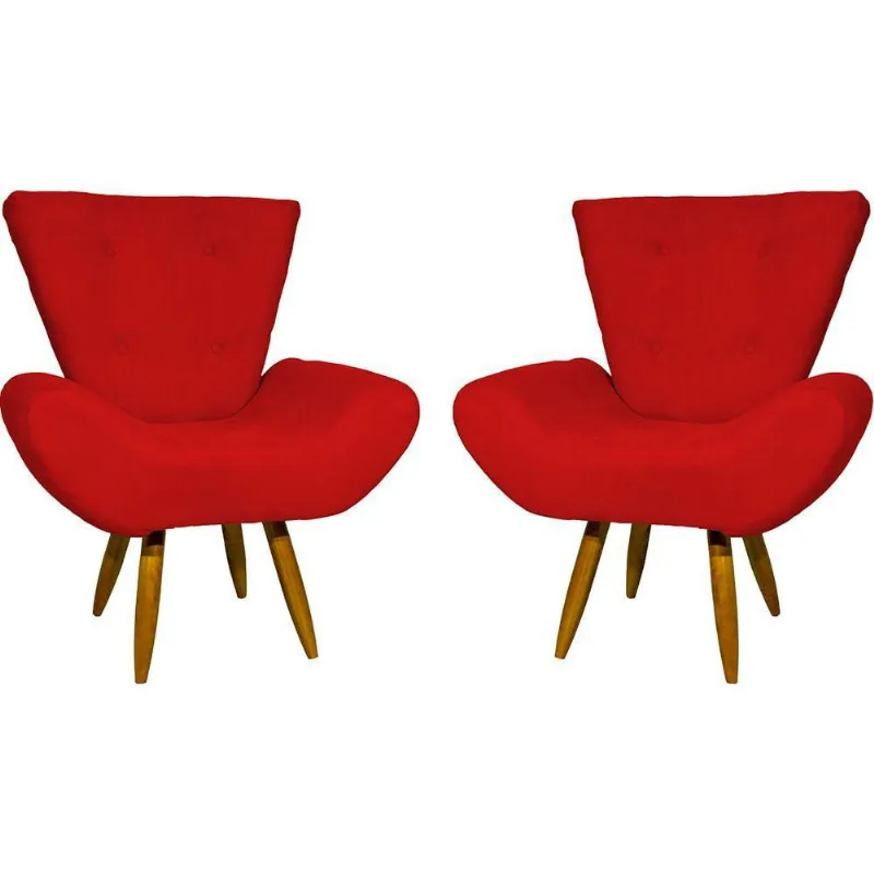 Kit 2 Poltronas Decorativa Para Sala Recepção Manicure Consultório Escritório Emilia Suede