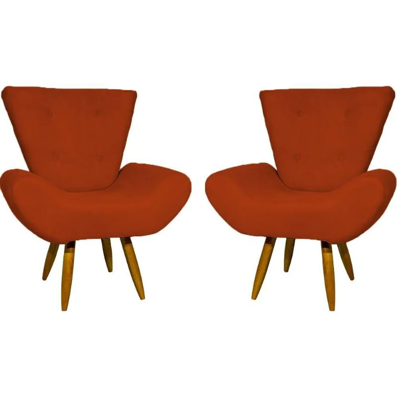 Kit 2 Poltronas Decorativa Para Sala Recepção Manicure Consultório Escritório Emilia Suede