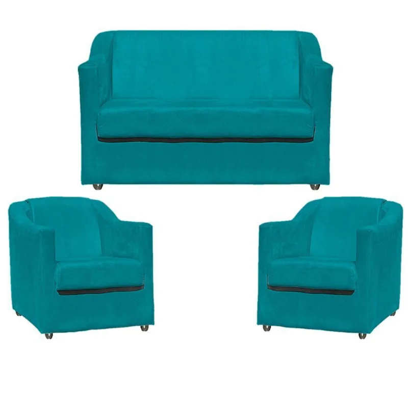 Kit Namoradeira Decorativa + 2 Poltronas Para Sala Manicure Recepção Consultório Mila Suede