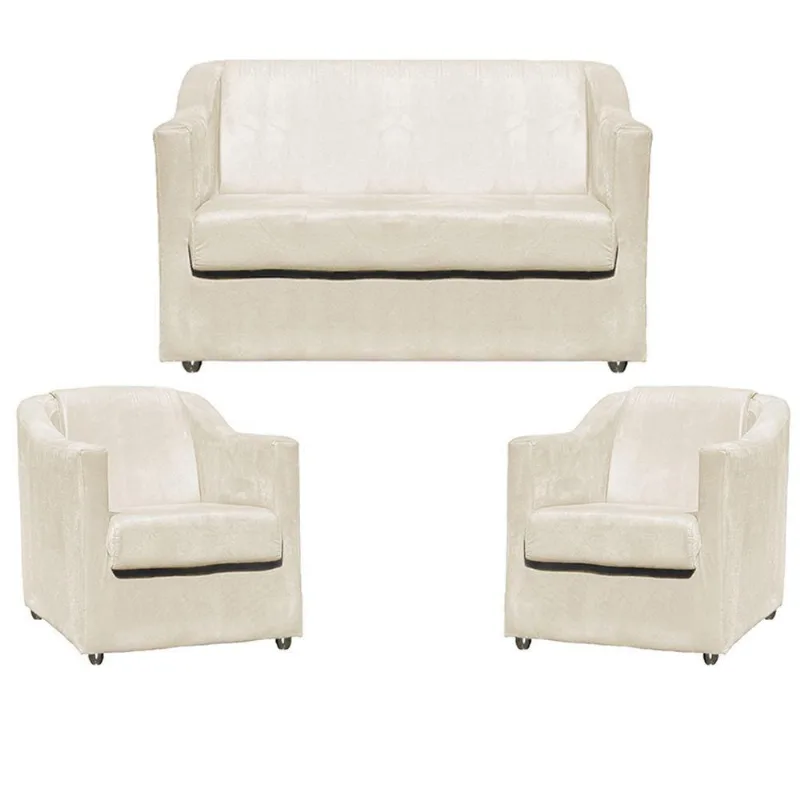 Kit Namoradeira Decorativa + 2 Poltronas Para Sala Manicure Recepção Consultório Mila Suede