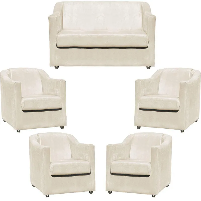 Kit Namoradeira Decorativa + 4 Poltronas Para Sala Manicure Recepção Consultório Mila Suede