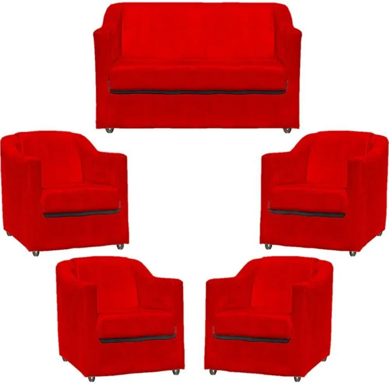 Kit Namoradeira Decorativa + 4 Poltronas Para Sala Manicure Recepção Consultório Mila Suede
