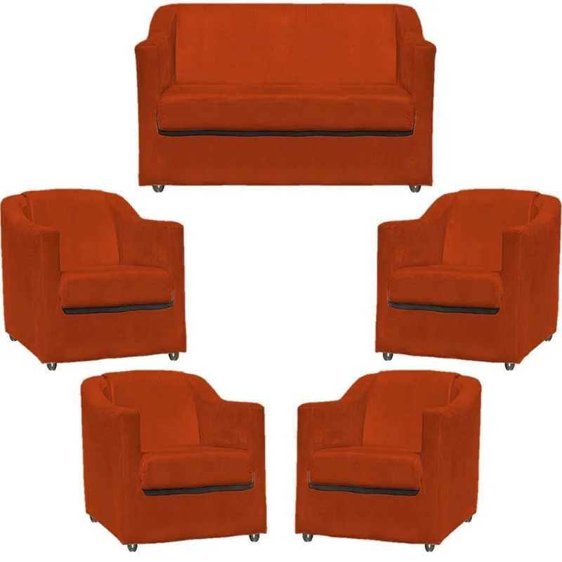 Kit Namoradeira Decorativa + 4 Poltronas Para Sala Manicure Recepção Consultório Mila Suede