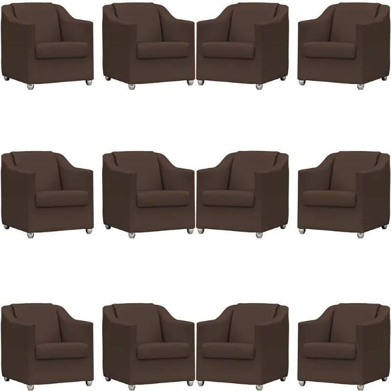 Kit 12 Poltronas Mila Corino Marrom Clique & Decore