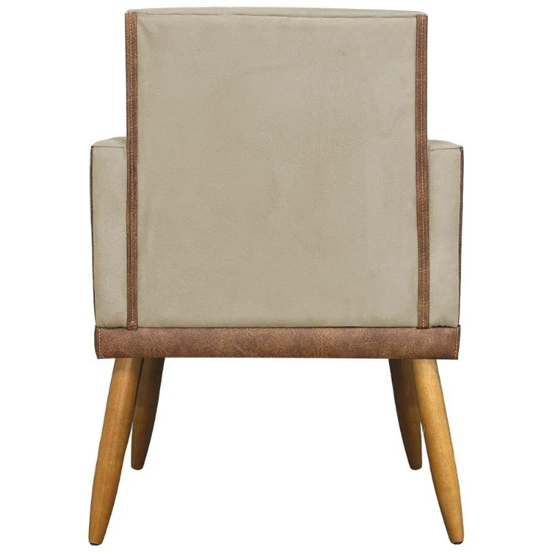 Poltrona Decorativa Lis Para Sala Nude Suede Corino Clique & Decore