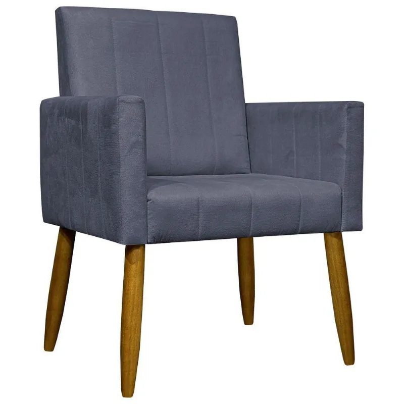 Poltrona Decorativa Mari - Cinza Suede