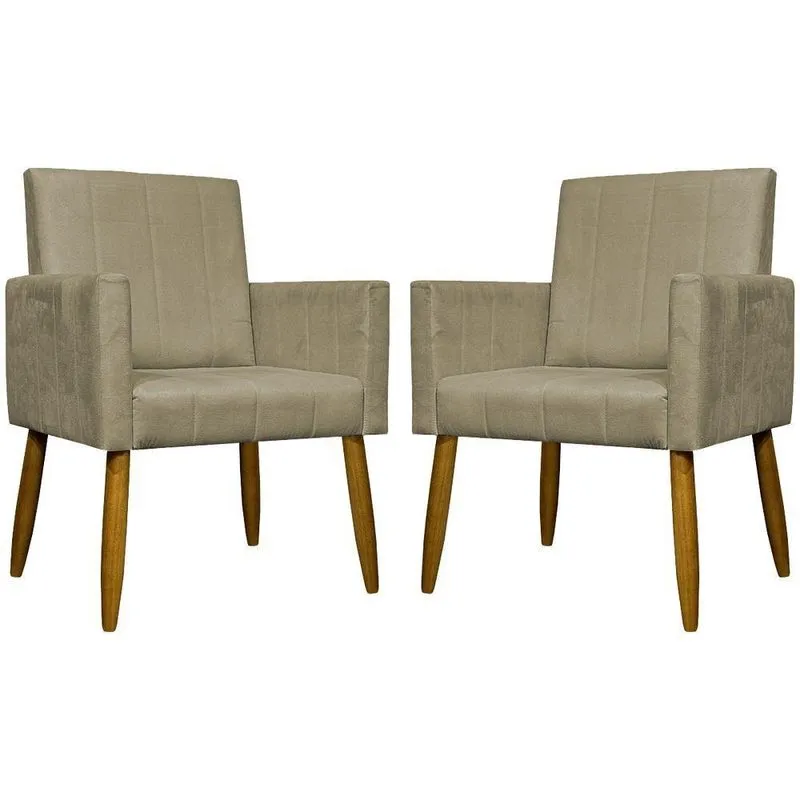 Kit 2 Poltronas Decorativas Mari Suede Pé Palito - Nude Suede