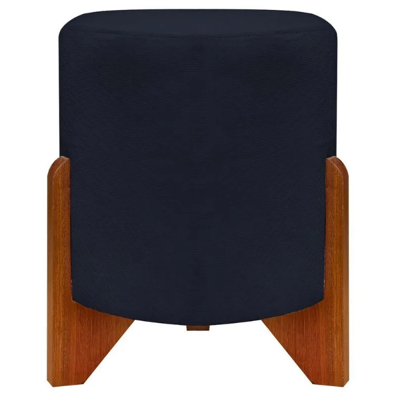 Puff Redondo Eloah Suede Cores Pe Castanho - Preto, Suede
