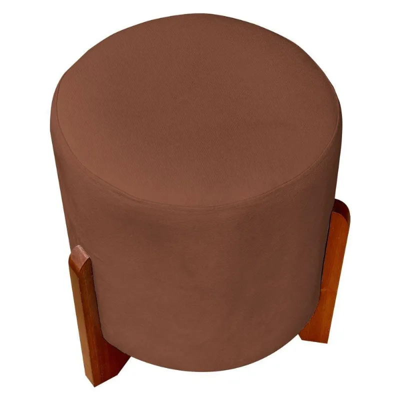 Kit 2 Puffs Decorativo Redondo Confortável Para Sala Quarto Penteadeira Eloah Suede