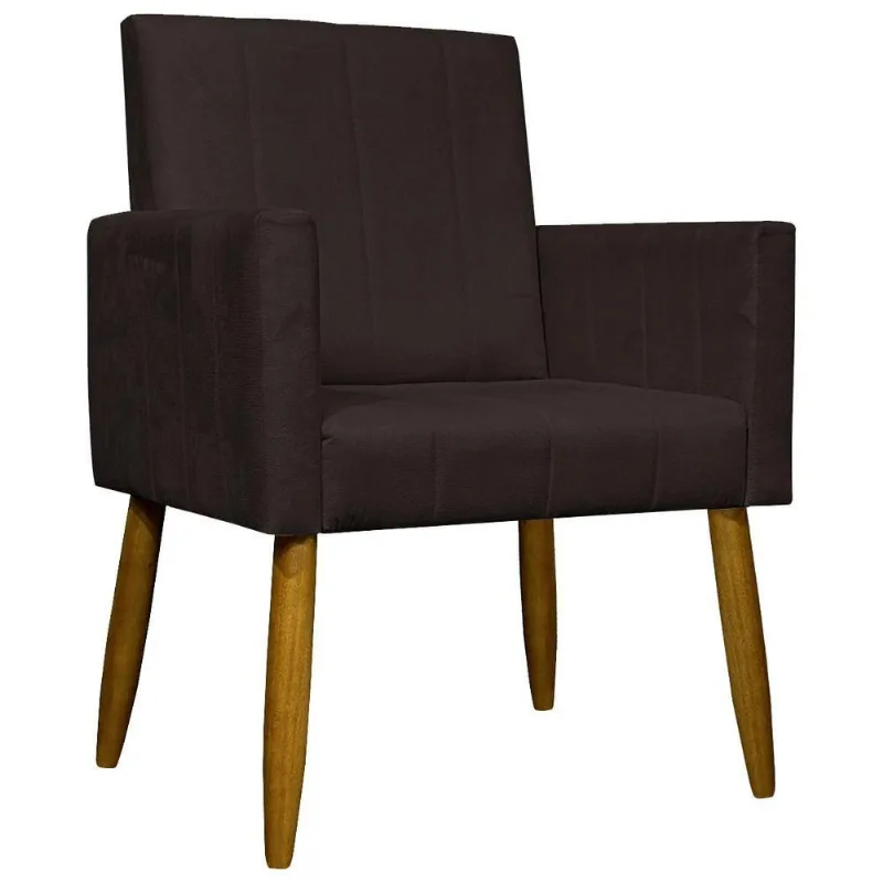 Poltrona Decorativa Mari - Marrom Suede