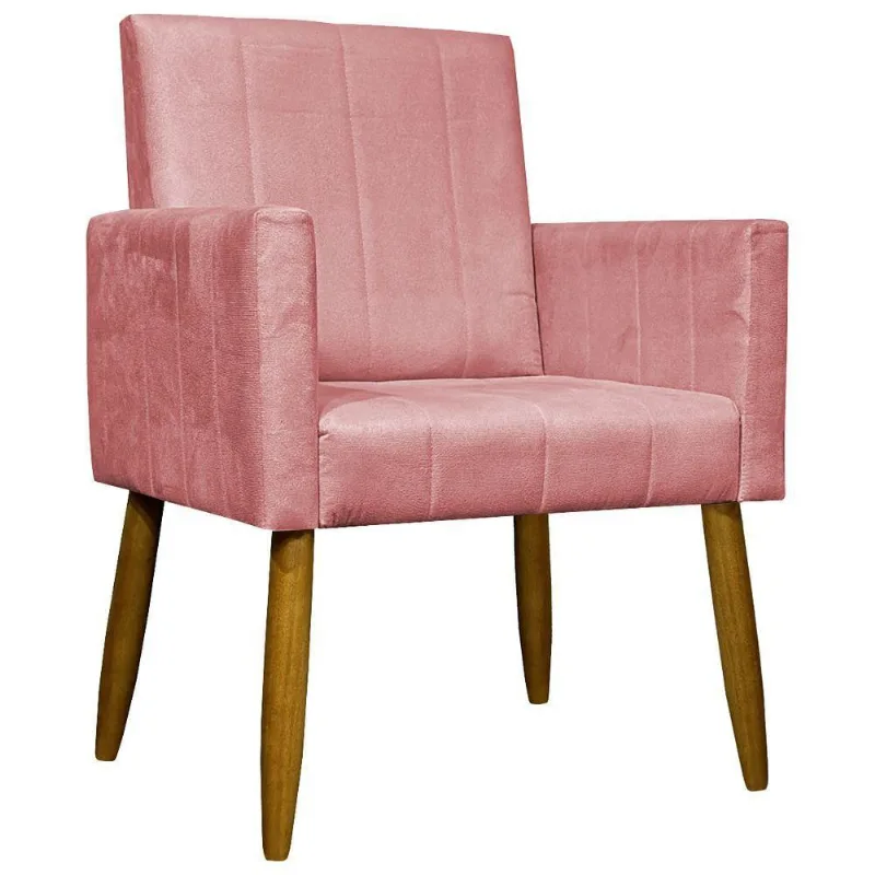 Poltrona Decorativa Mari - Rosê Suede