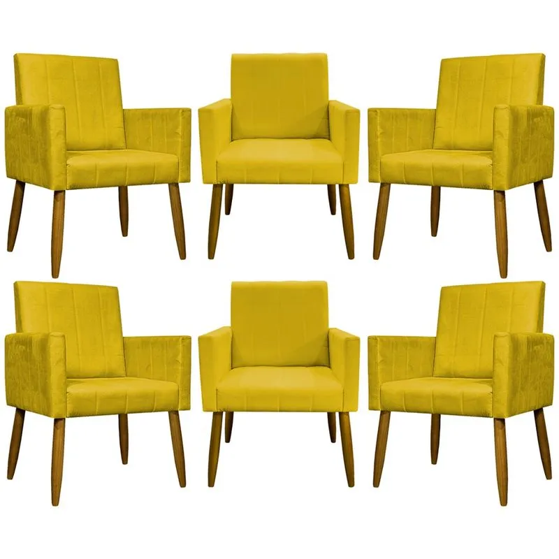Kit 6 Poltronas Decorativas para Sala Mari Suede Cores