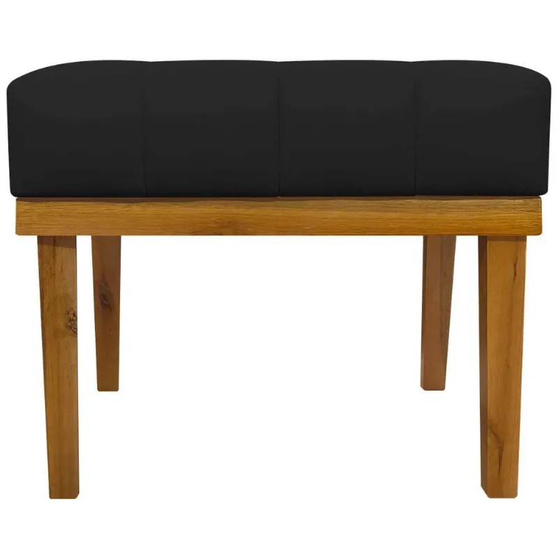 Puff Decorativo Para Sala Firenze Retangular Tecido Sintético Preto Corino