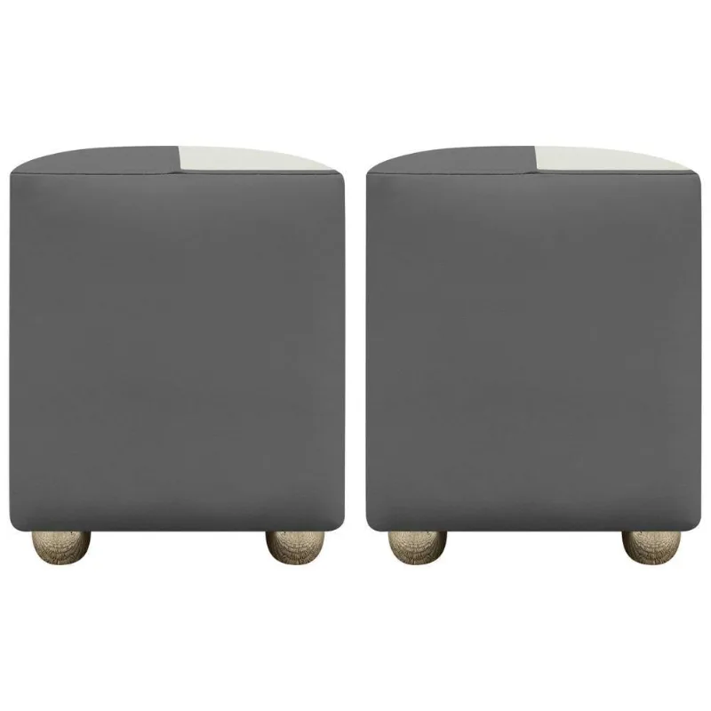 Kit 2 Puffs Decorativos Quadrado Urban - Cinza-Bege Corino
