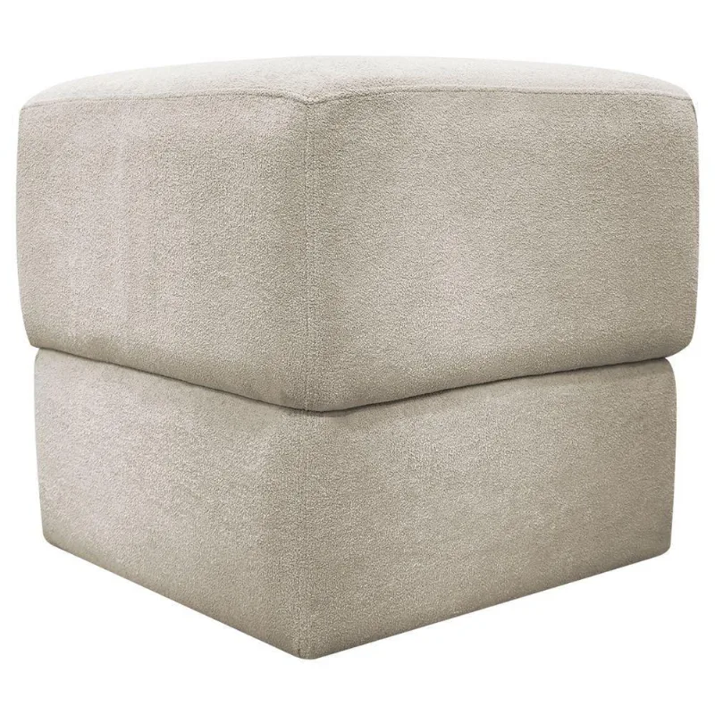 Puff Decorativo Para Sala Aloy Persa Bege Bouclé