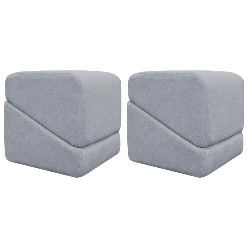 Kit 2 Puff Decorativo Para Sala Sense Persa Cinza Bouclé