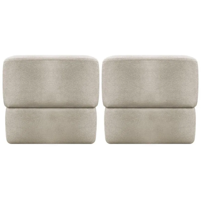 Kit 2 Puff Decorativo Para Sala Aloy Persa Bege Bouclé