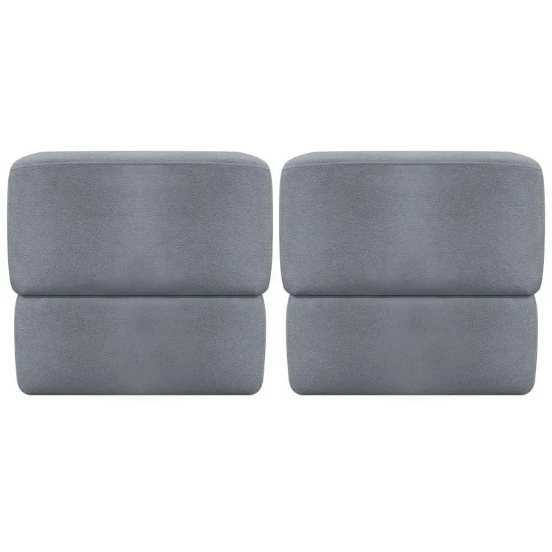 Kit 2 Puff Decorativo Para Sala Aloy Persa Cinza Bouclé