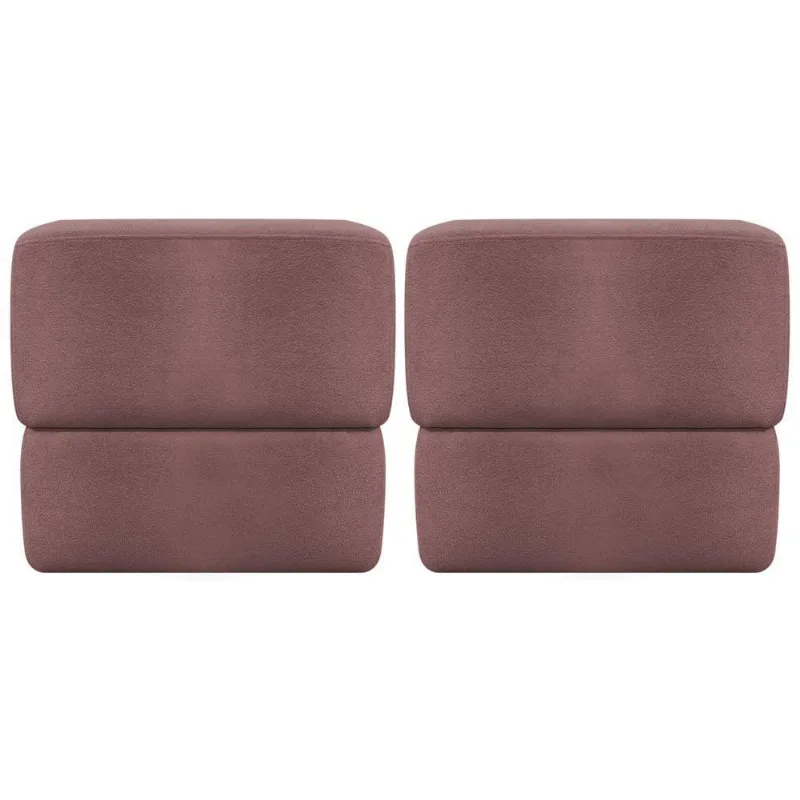 Kit 2 Puff Decorativo Para Sala Aloy Persa Azaleia Bouclé