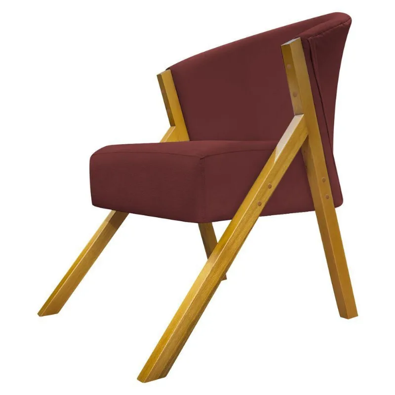 Poltrona Decorativa You Suede Braça Amadeirada - Bordô Suede