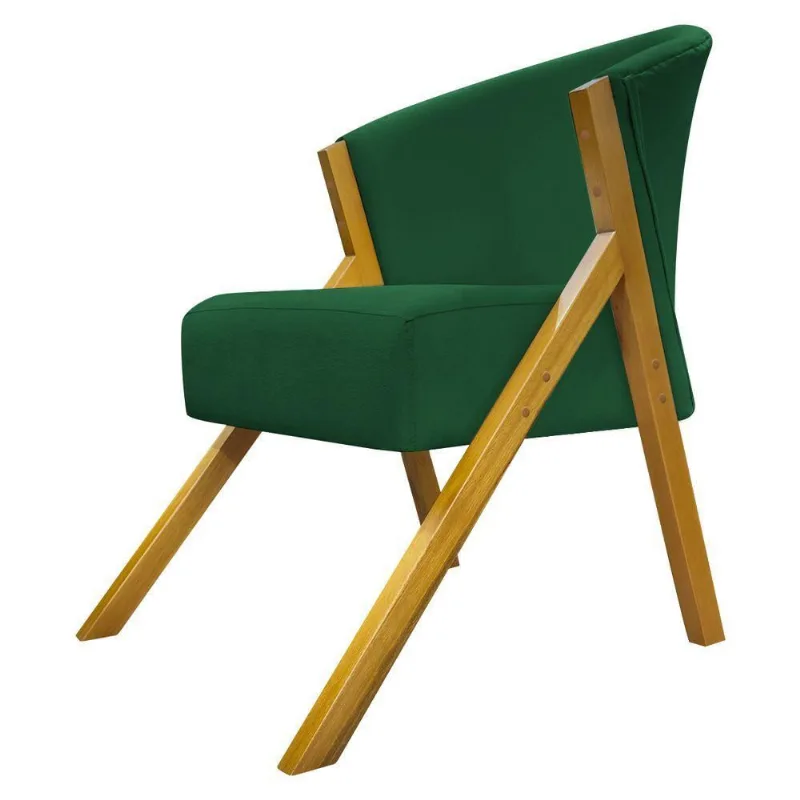 Poltrona Decorativa You Suede Braça Amadeirada - Verde Suede