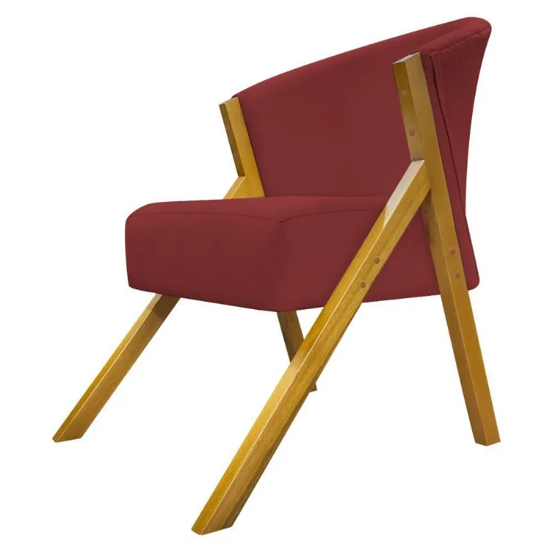 Poltrona Decorativa You Suede Braça Amadeirada - Vermelho Suede