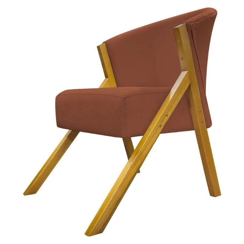 Poltrona Decorativa You Suede Braça Amadeirada - Terracota Suede