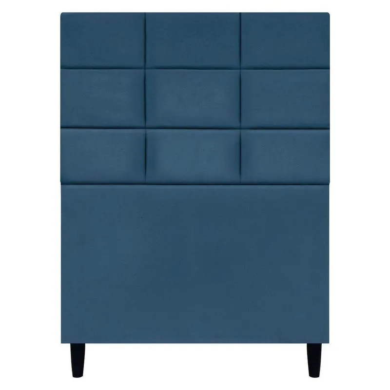 Cabeceira Decorativa Florem Para Cama De Solteiro 90 Cm Suede Azul-marinho, Suede