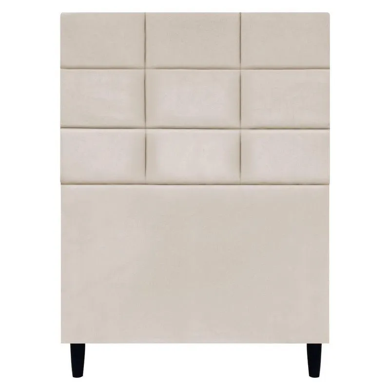 Cabeceira Decorativa Florem Para Cama De Solteiro 90 Cm Suede Bege, Suede