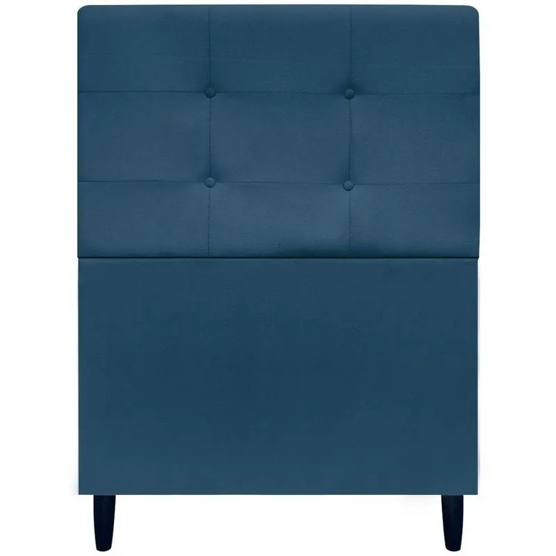 Cabeceira Decorativa Ivy Para Cama De Solteiro 90 Cm Suede Azul-marinho, Suede
