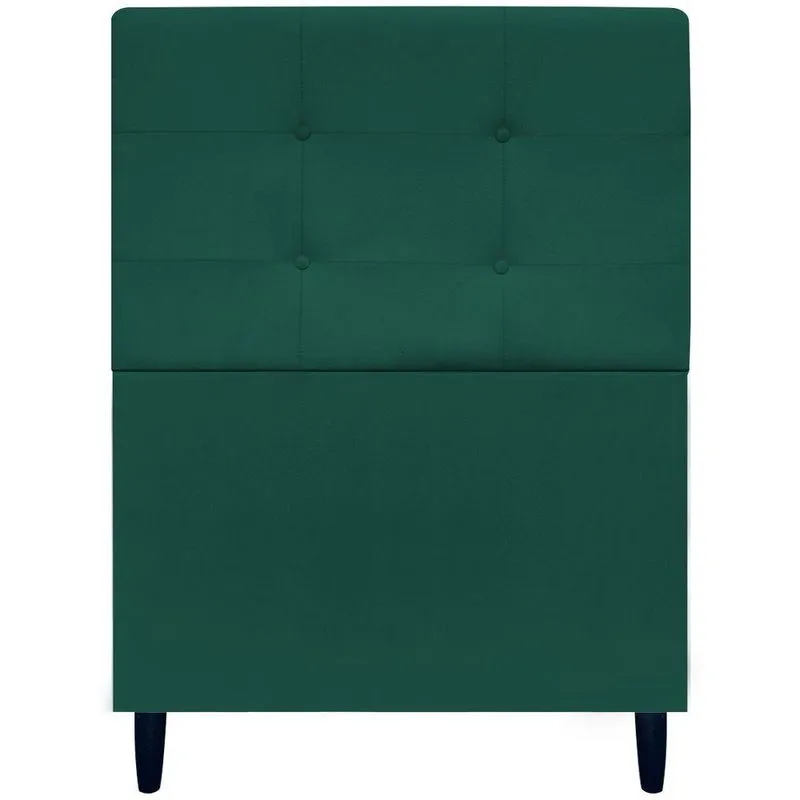 Cabeceira Decorativa Ivy Para Cama De Solteiro 90 Cm Suede Verde, Suede
