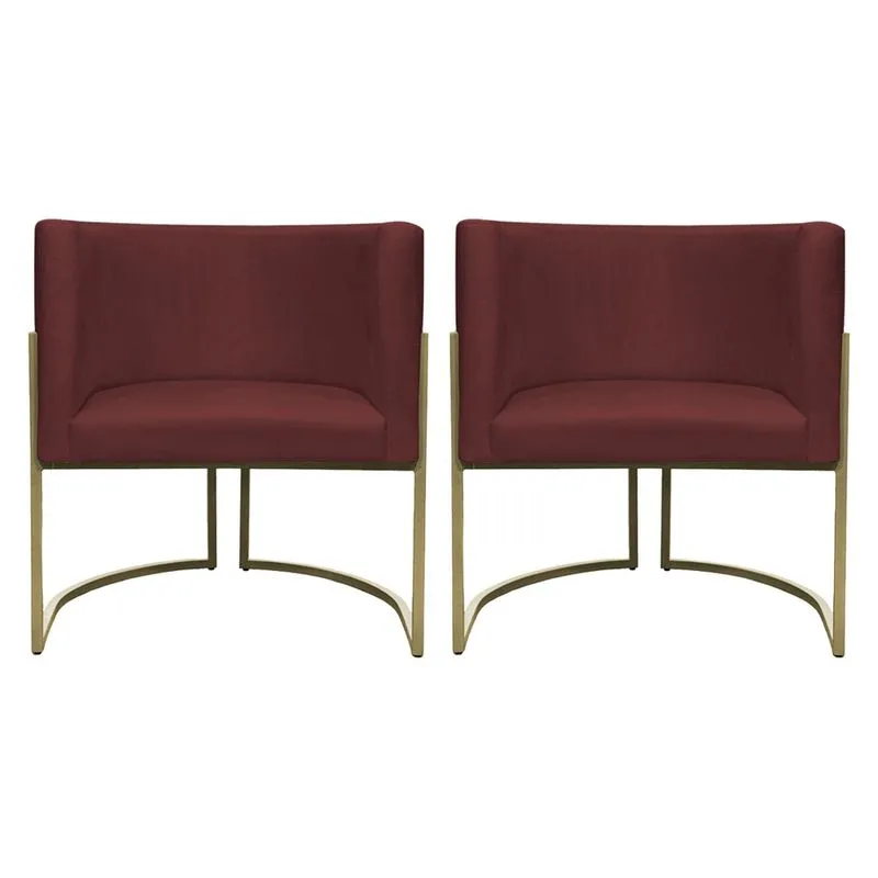 Kit 2 Poltronas Decorativas Recepção Luna Suede Cores Base de Ferro Champagne