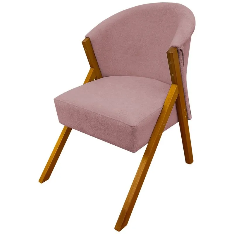 Poltrona Decorativa Para Sala You Bouclê Premium Braça Amadeirada