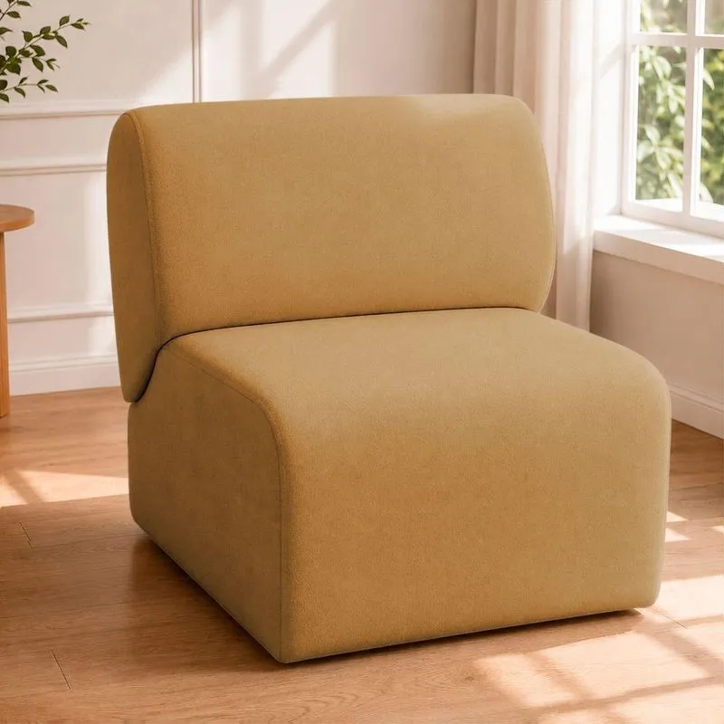 Poltrona Decorativa Zoe Suede Bege Ammê Estofados
