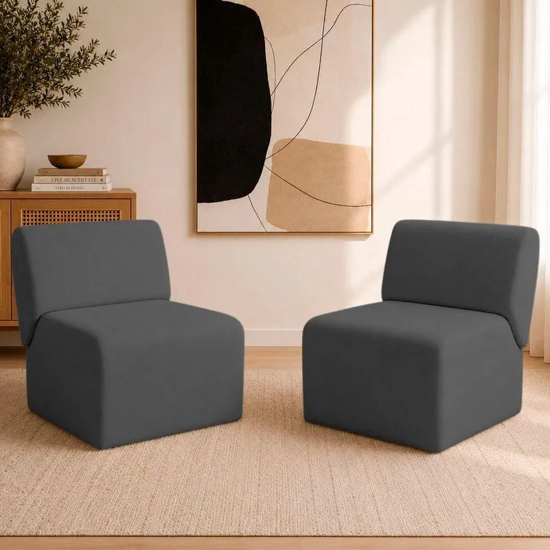 Kit 2 Poltronas Decorativas Para Sala Consultório Escritório Zoe Suede Base Fixa Bege Ammê Estofados