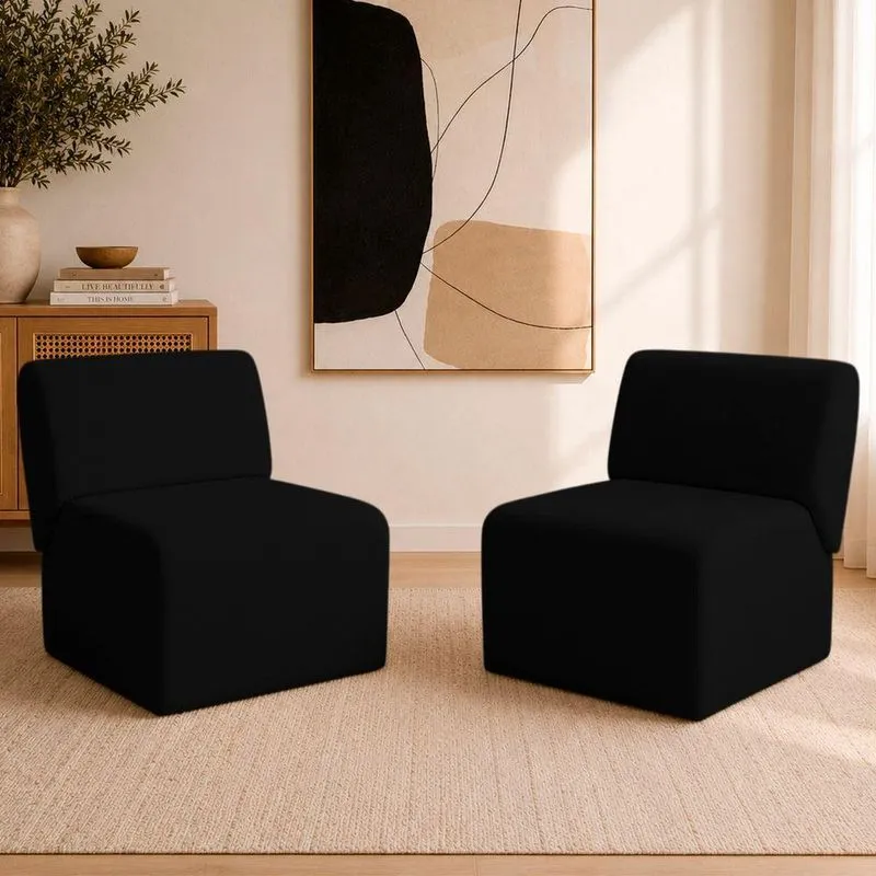 Kit 2 Poltronas Decorativa Zoe Suede Cinza Ammê Estofados