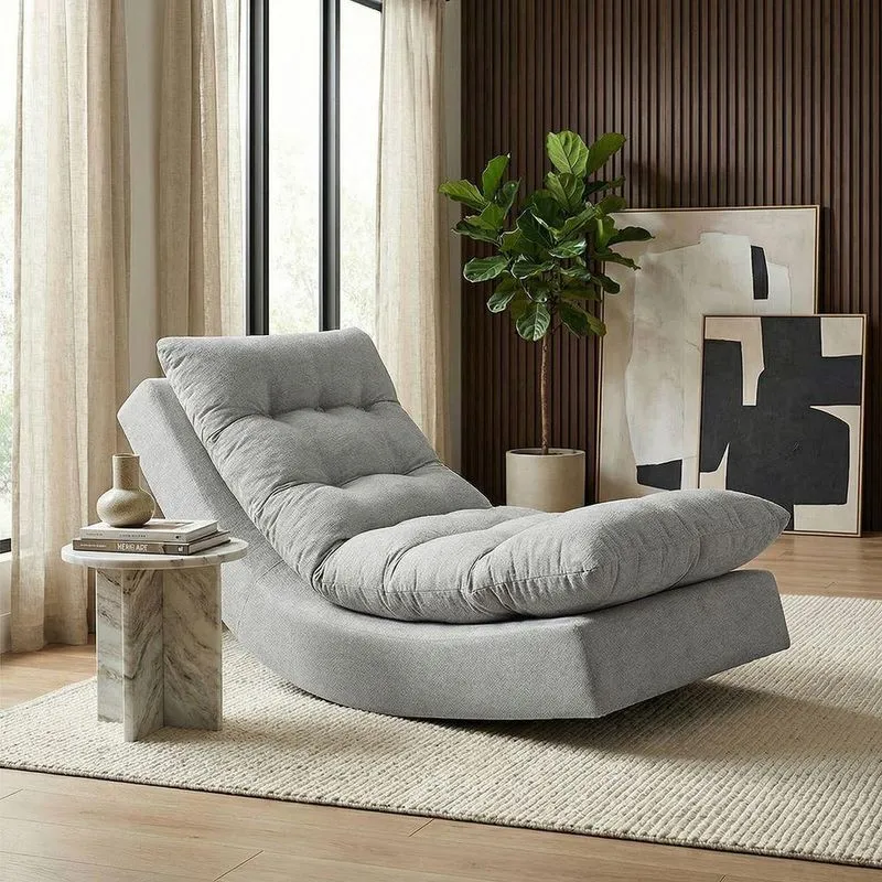 Poltrona Balance Bouclé Premium Com Leve Balanço Branco Ammê Estofados