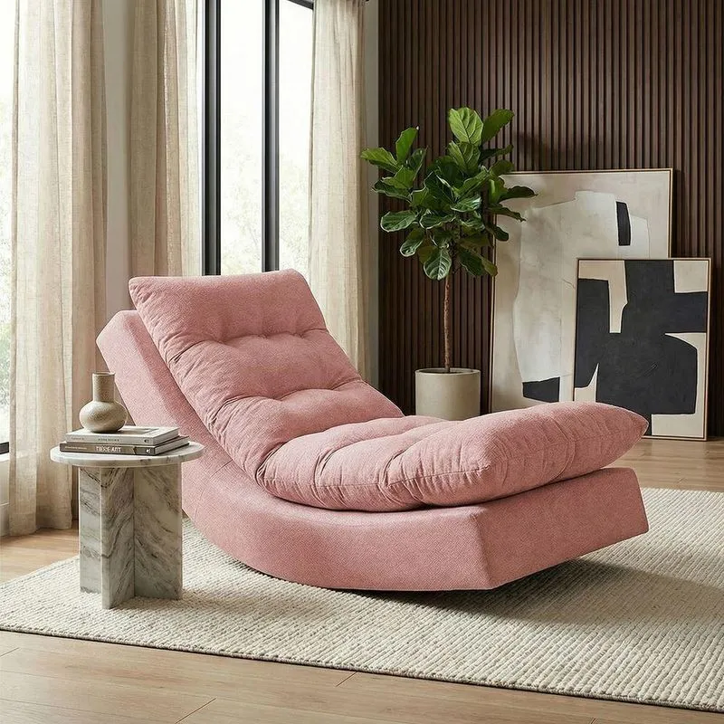 Poltrona Balance Reclinável Com Leve Balanço Em Tecido Linho Conforto Adaptativo Ammê Estofados