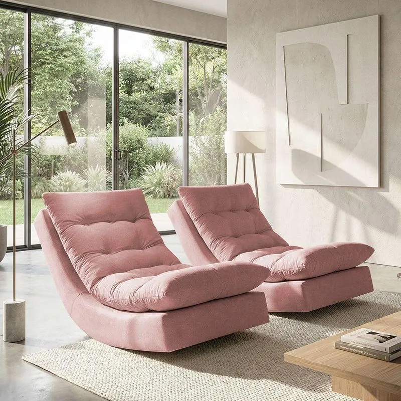 Kit 2 Poltronas Balance Com Leve Balanço Bouclé Premium Branco