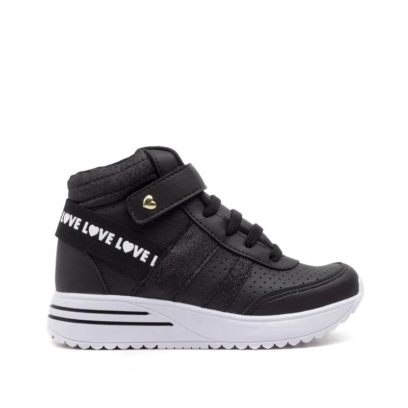 Tênis Infantil Club Happy Teen Mid Love Preto - 30