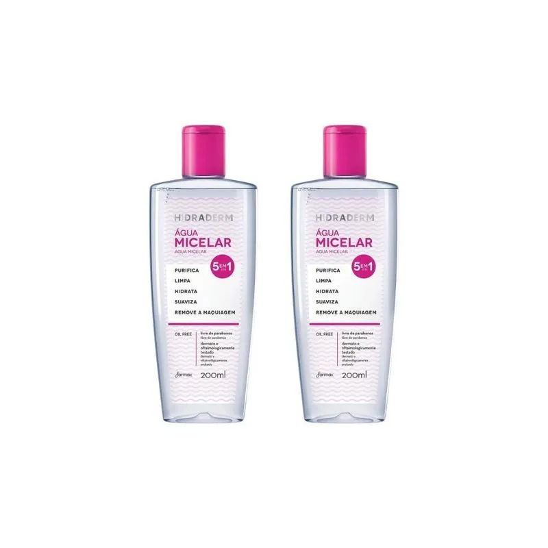 Agua Micelar Hidraderm 200ml Solução Limpeza 5em1-kit C/2un