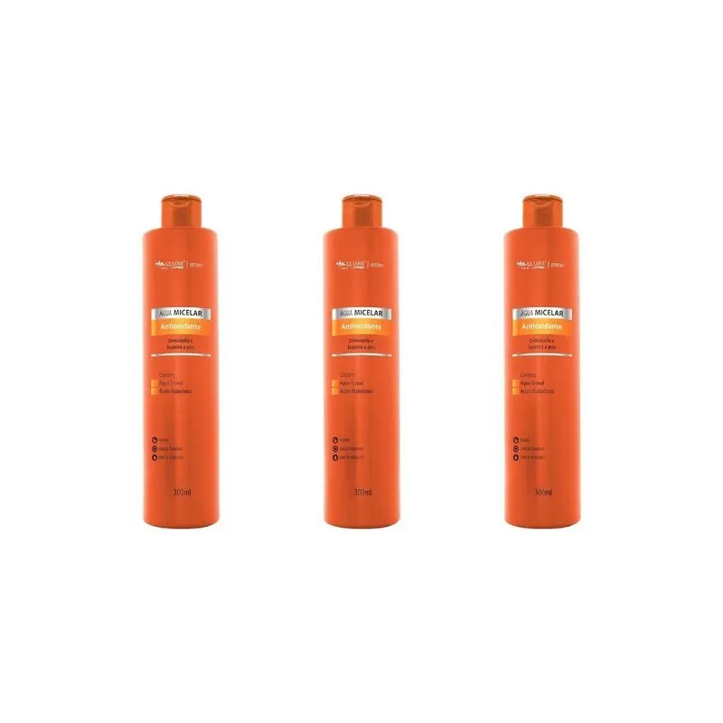 Agua Micelar Max Love Antioxidante 300ml-kit C/3un