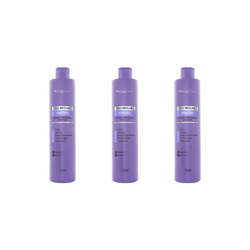 Agua Micelar Max Love Argila Rosa 300ml-kit C/3un