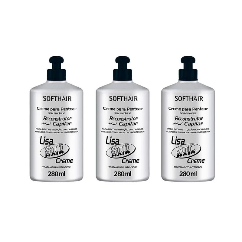 Creme Pentear Soft Hair 280ml Reconstrutor - Kit Com 3un